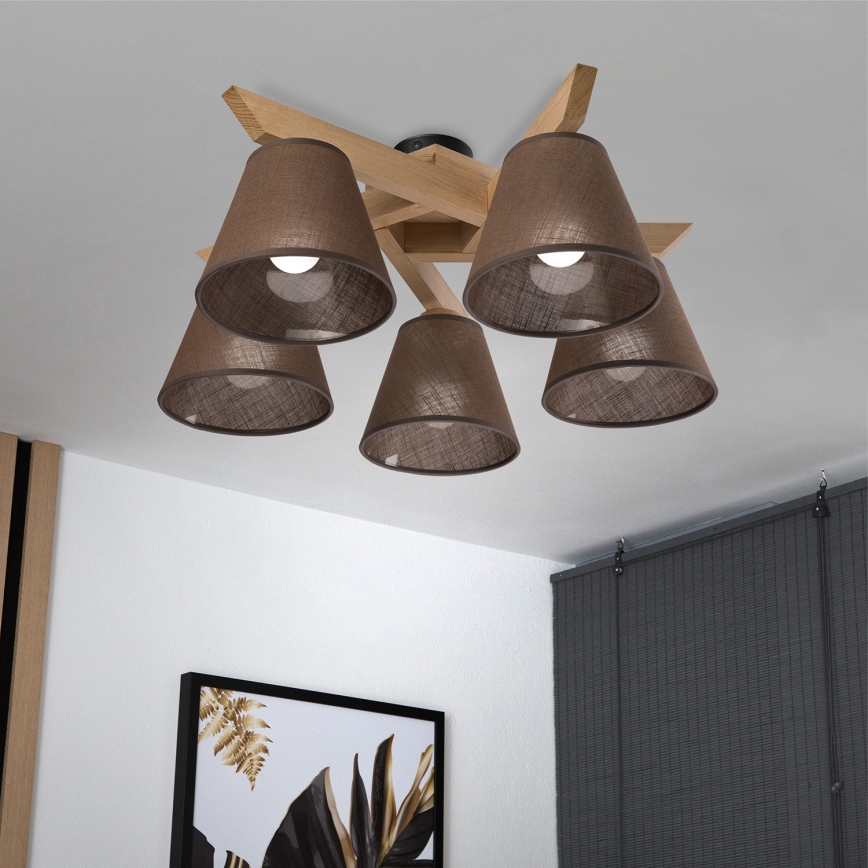 Brilagi - LED  Virsapmetuma lustra ANTHONY 5xE14/40W/230V ozols/brūna