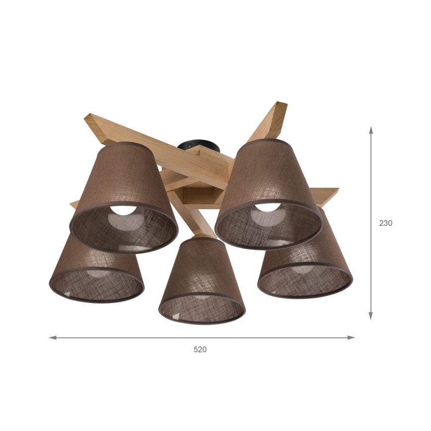 Brilagi - LED  Virsapmetuma lustra ANTHONY 5xE14/40W/230V ozols/brūna