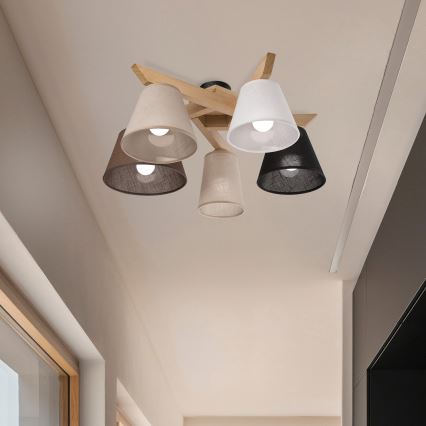 Brilagi - LED  Virsapmetuma lustra ANTHONY 5xE14/40W/230V ozols
