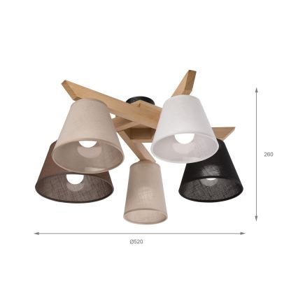 Brilagi - LED  Virsapmetuma lustra ANTHONY 5xE14/40W/230V ozols