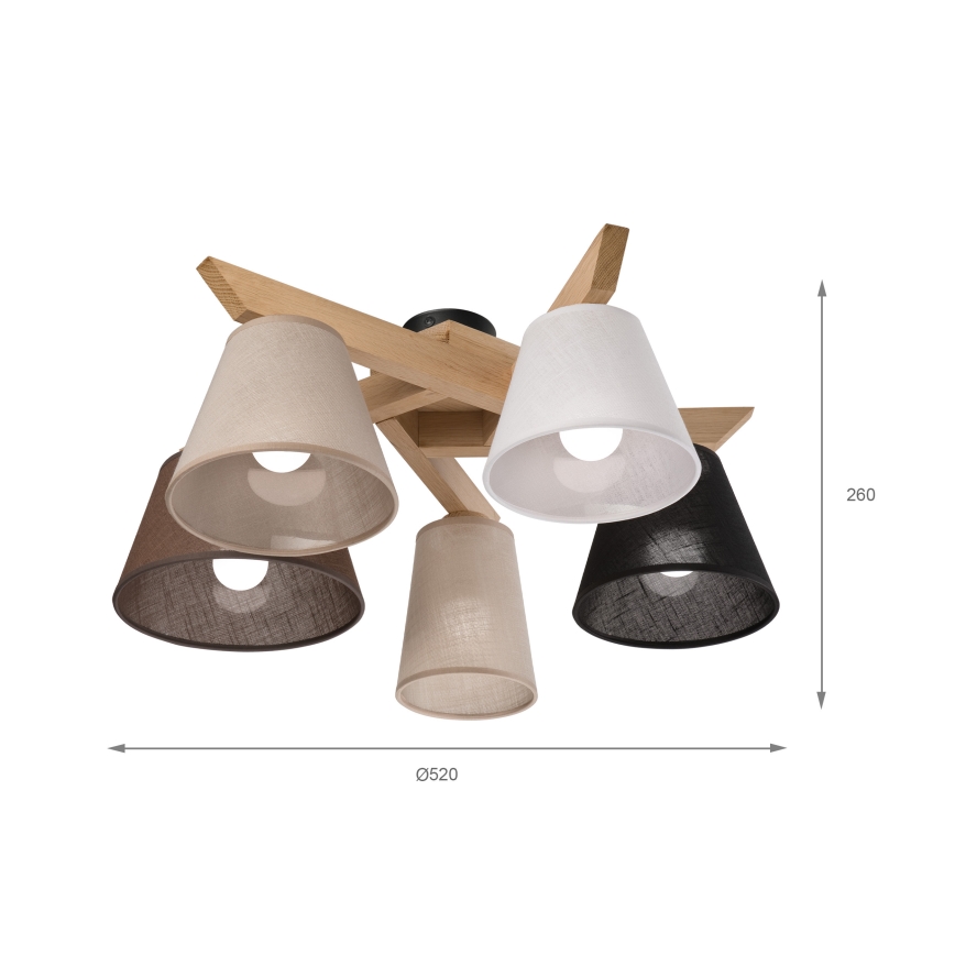 Brilagi - LED  Virsapmetuma lustra ANTHONY 5xE14/40W/230V ozols