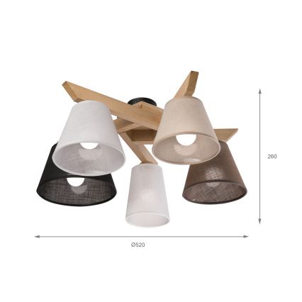 Brilagi - LED  Virsapmetuma lustra ANTHONY 5xE14/40W/230V ozols