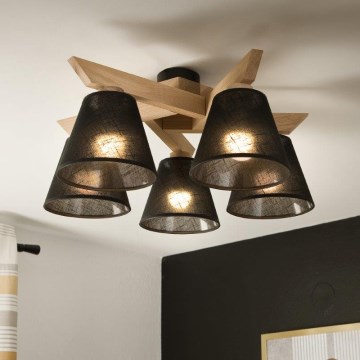 Brilagi - LED Virsapmetuma lustra ANTHONY 5xE14/40W/230V ozols/melna