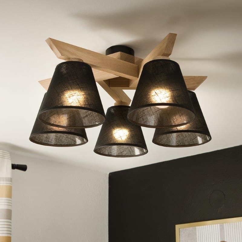 Brilagi - LED  Virsapmetuma lustra ANTHONY 5xE14/40W/230V ozols/melna