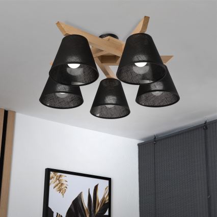 Brilagi - LED  Virsapmetuma lustra ANTHONY 5xE14/40W/230V ozols/melna