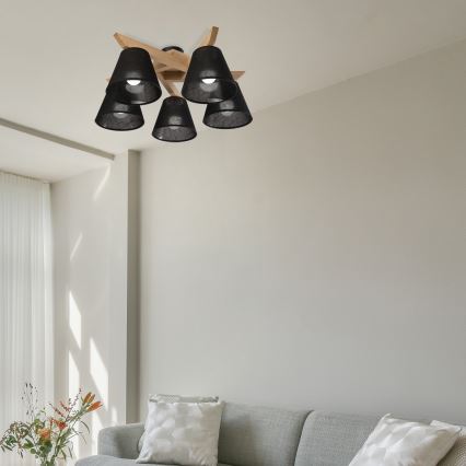 Brilagi - LED  Virsapmetuma lustra ANTHONY 5xE14/40W/230V ozols/melna