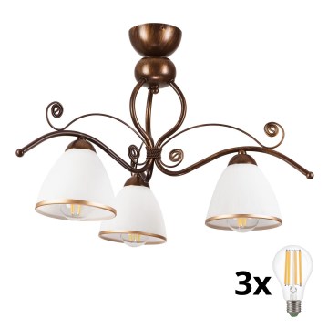 Brilagi - LED Virsapmetuma lustra ANTICO 3xE27/60W/230V bronzas patina