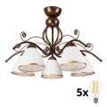 Brilagi - LED Virsapmetuma lustra ANTICO 5xE27/60W/230V bronzas patina