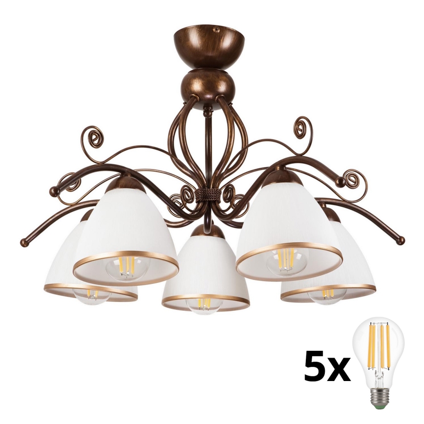 Brilagi - LED Virsapmetuma lustra ANTICO 5xE27/60W/230V bronzas patina