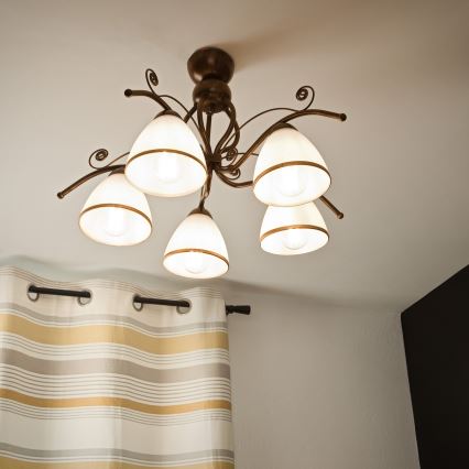 Brilagi - LED Virsapmetuma lustra ANTICO 5xE27/60W/230V bronzas patina