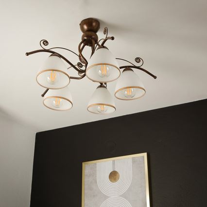 Brilagi - LED Virsapmetuma lustra ANTICO 5xE27/60W/230V bronzas patina