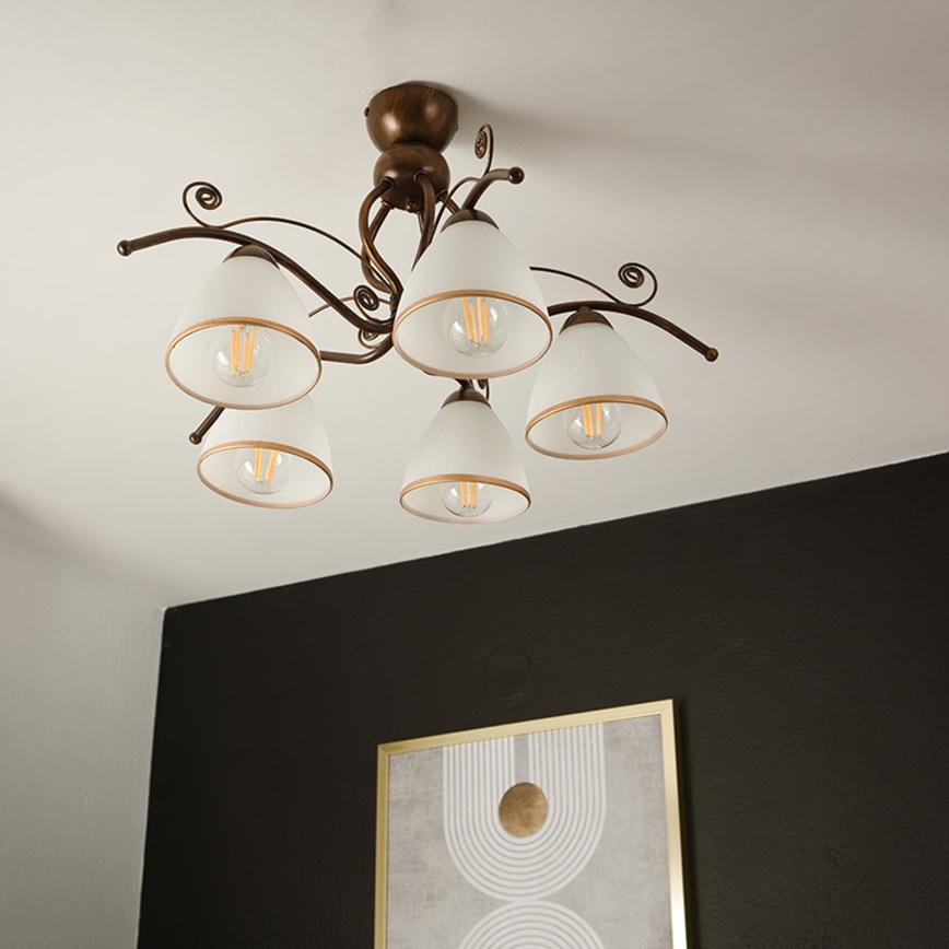 Brilagi - LED Virsapmetuma lustra ANTICO 5xE27/60W/230V bronzas patina