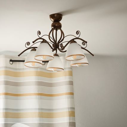 Brilagi - LED Virsapmetuma lustra ANTICO 5xE27/60W/230V bronzas patina