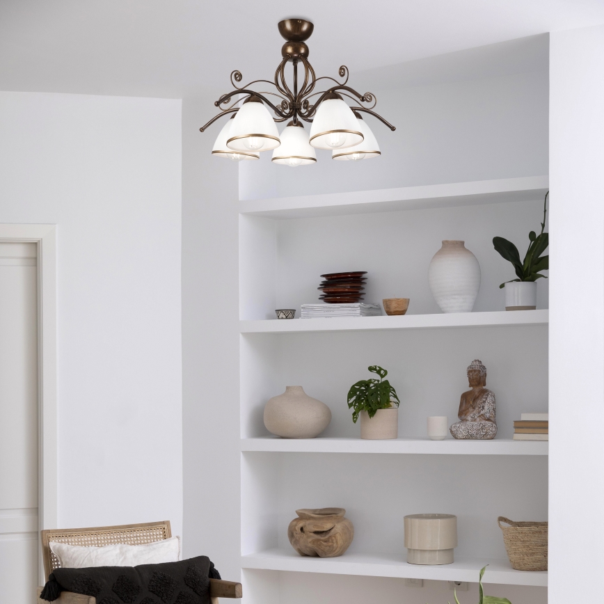 Brilagi - LED Virsapmetuma lustra ANTICO 5xE27/60W/230V bronzas patina