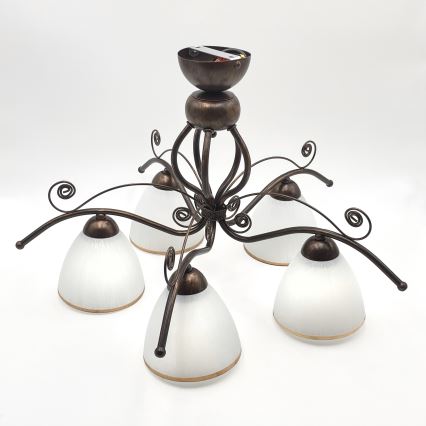 Brilagi - LED Virsapmetuma lustra ANTICO 5xE27/60W/230V bronzas patina