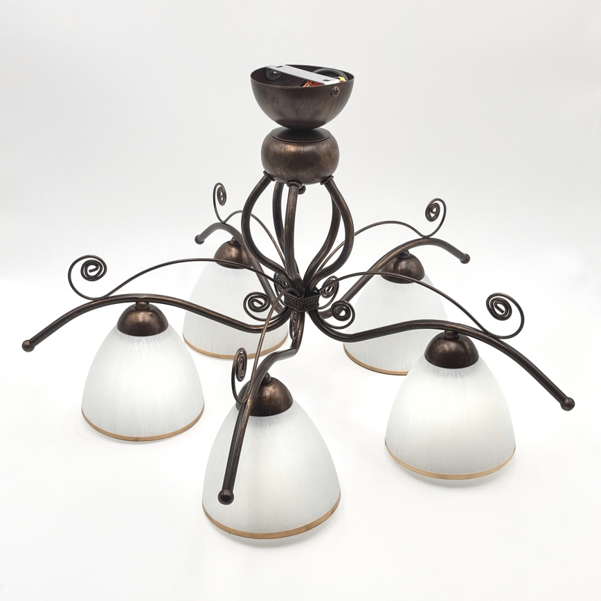 Brilagi - LED Virsapmetuma lustra ANTICO 5xE27/60W/230V bronzas patina