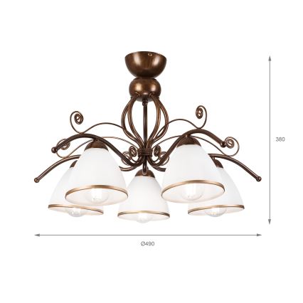 Brilagi - LED Virsapmetuma lustra ANTICO 5xE27/60W/230V bronzas patina