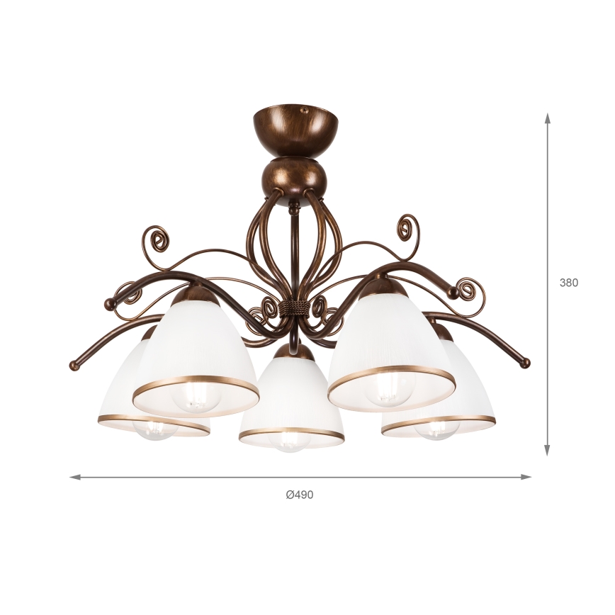 Brilagi - LED Virsapmetuma lustra ANTICO 5xE27/60W/230V bronzas patina