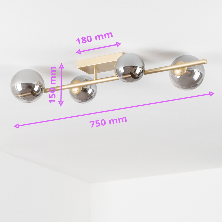 Brilagi - LED Virsapmetuma lustra MILLA 4xG9/3W/230V zelta/dūmakains