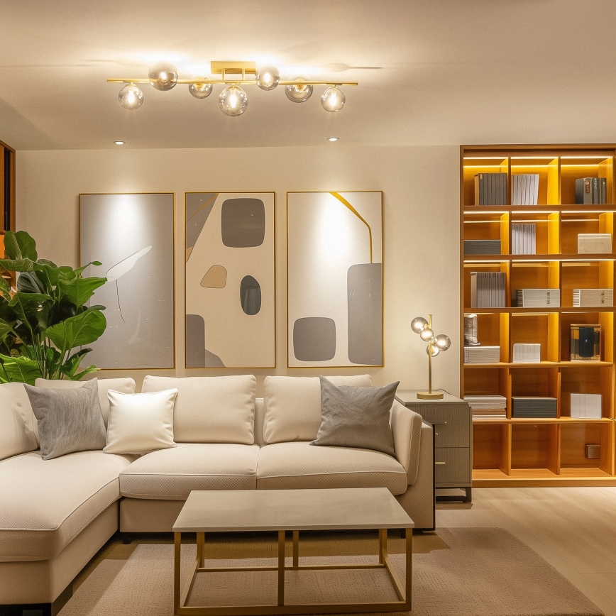 Brilagi - LED Virsapmetuma lustra MILLA 7xG9/3W/230V zelta/dūmakains