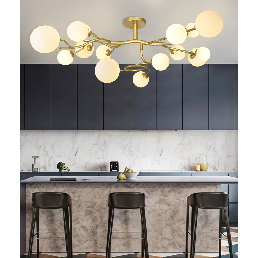 Brilagi - LED Virsapmetuma lustra MISTEL 15xG9/3W/230V zelta/balta