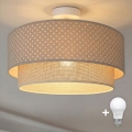 Brilagi-LED Virsmas griestu lampa BOHO BOBO 1xE27/60W/230V Ø 40 cm, ar punktiņiem, bēša/krēmkrāsa