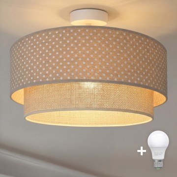 Brilagi-LED Virsmas griestu lampa BOHO BOBO 1xE27/60W/230V Ø 40 cm, ar punktiņiem, bēša/krēmkrāsa