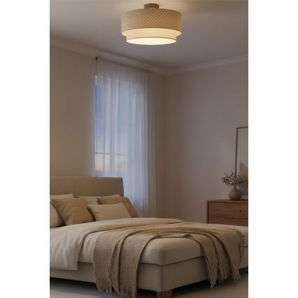Brilagi-LED Virsmas griestu lampa BOHO BOBO 1xE27/60W/230V Ø 40 cm, ar punktiņiem, bēša/krēmkrāsa