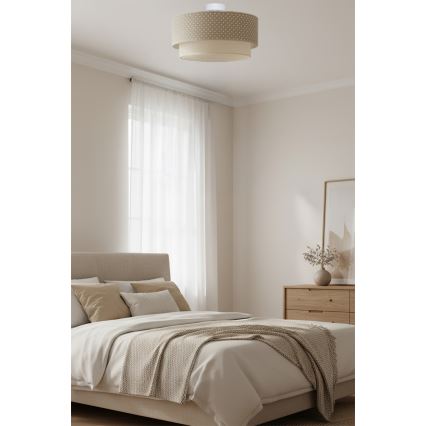 Brilagi-LED Virsmas griestu lampa BOHO BOBO 1xE27/60W/230V Ø 40 cm, ar punktiņiem, bēša/krēmkrāsa