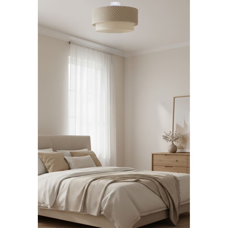 Brilagi-LED Virsmas griestu lampa BOHO BOBO 1xE27/60W/230V Ø 40 cm, ar punktiņiem, bēša/krēmkrāsa