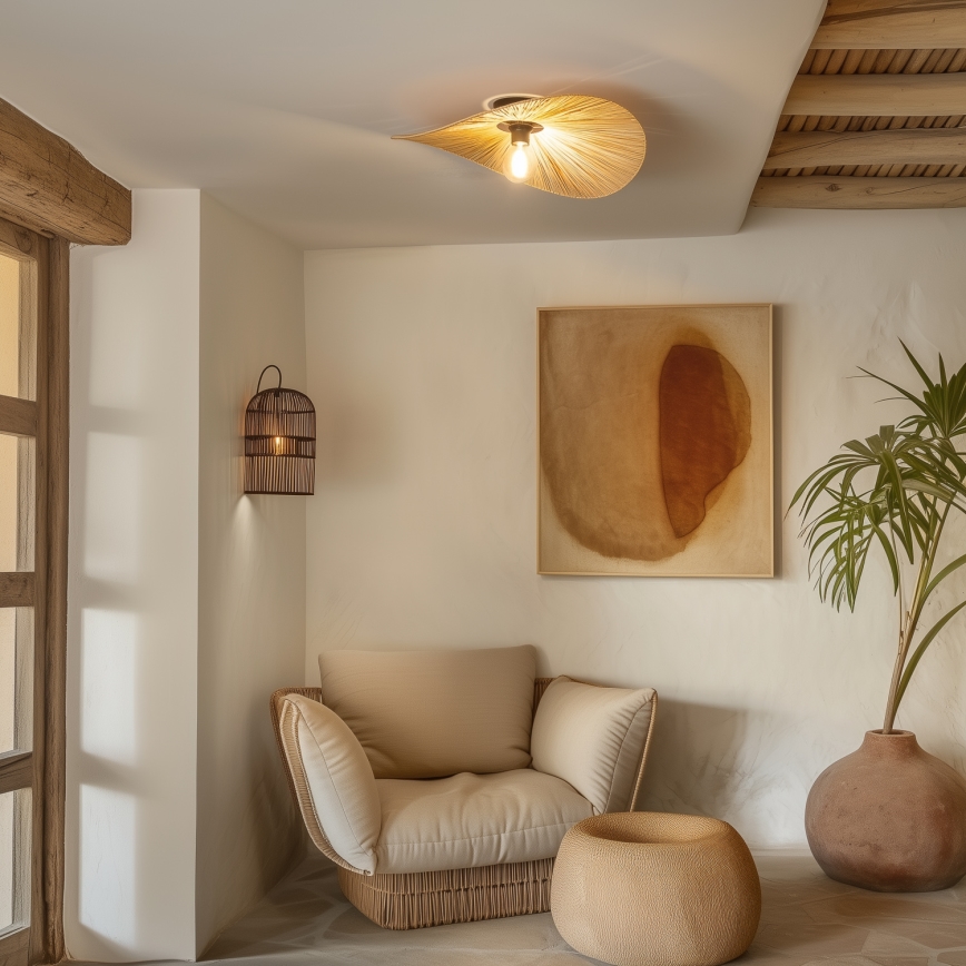 Brilagi - LED virsmas griestu lampa CERIA BOHO, 1xE27/40W/230V, Ø 60 cm, rafija