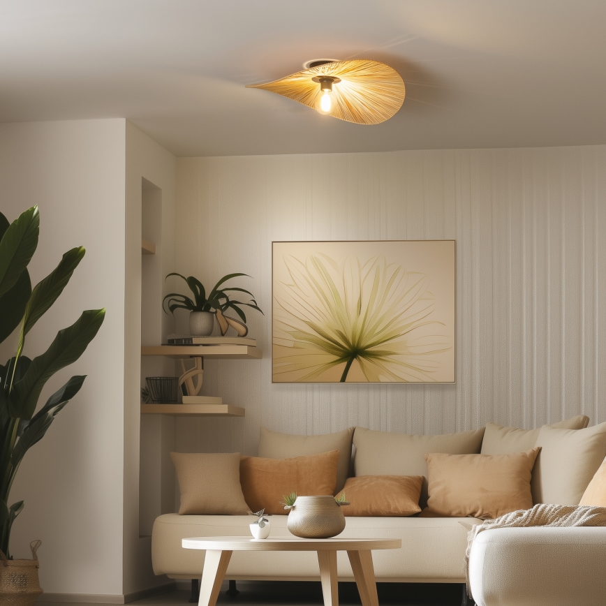 Brilagi - LED virsmas griestu lampa CERIA BOHO, 1xE27/40W/230V, Ø 60 cm, rafija