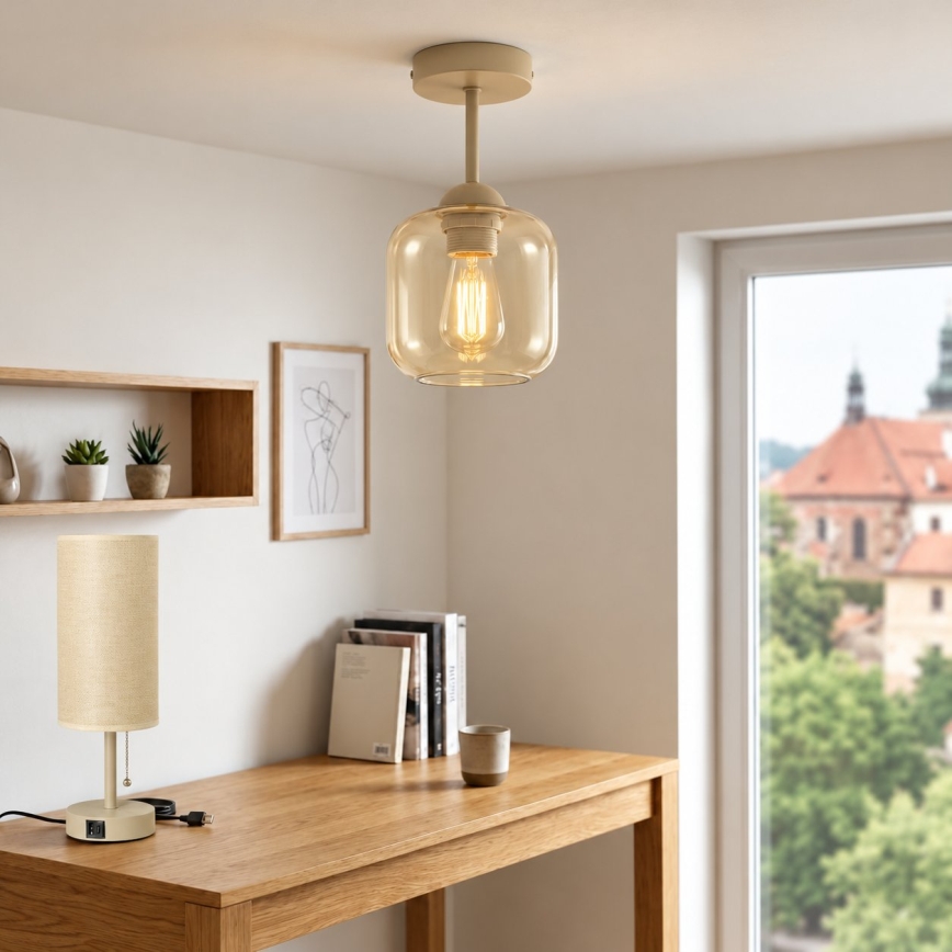 BRILAGI - LED virsmas griestu lustrs RETRO GLASS 1xE27/60W/230V Ø 14 cm bēša/dūmakaina bēša