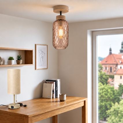 BRILAGI - LED virsmas piestiprināma lustra RETRO GLASS 1xE27/60W/230V pr. 14 cm ozols/dūmakaini brūns