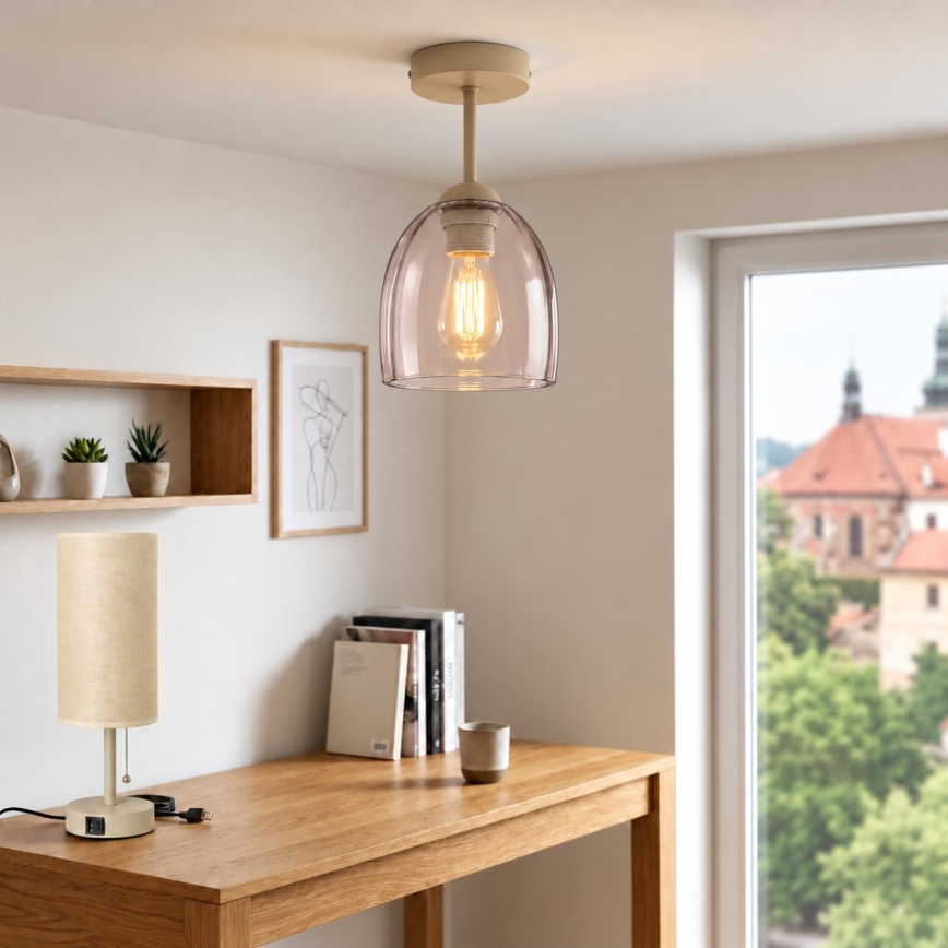 BRILAGI - LED virsmas griestu lampa RETRO GLASS 1xE27/60W/230V Ø 17 cm bēša/dūmota bēša