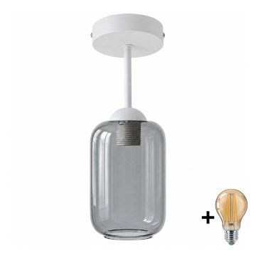BRILAGI - LED virsmas griestu lampa RETRO GLASS 1xE27/60W/230V Ø 14 cm balta/dūmakaina pelēka