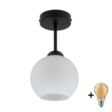 BRILAGI - LED virsmas griestu lampa RETRO GLASS 1xE27/60W/230V Ø 15 cm melna/balta
