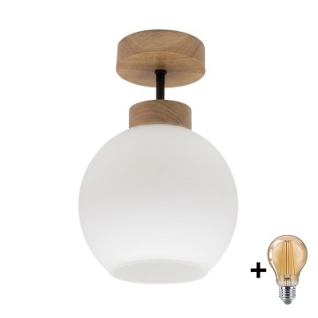 BRILAGI - LED virsmas griestu lampa RETRO GLASS 1xE27/60W/230V Ø 15 cm ozols/balts