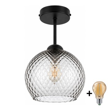 BRILAGI - LED virsmas griestu lampa RETRO GLASS 1xE27/60W/230V Ø 25 cm melna/dūmakaini pelēka