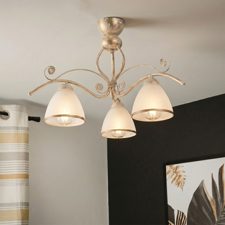 Brilagi - LED virsmas griestu lustra ANTICO 3xE27/60W/230V 3000K balta patina