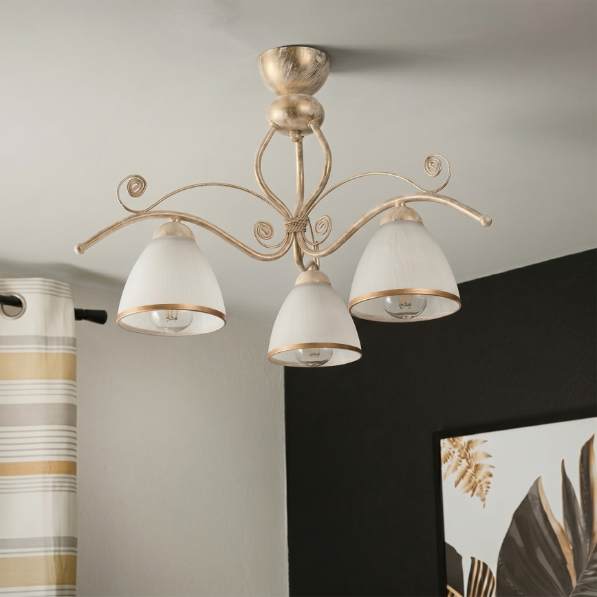 Brilagi - LED virsmas griestu lustra ANTICO 3xE27/60W/230V 3000K balta patina