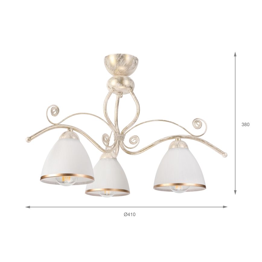 Brilagi - LED virsmas griestu lustra ANTICO 3xE27/60W/230V 3000K balta patina