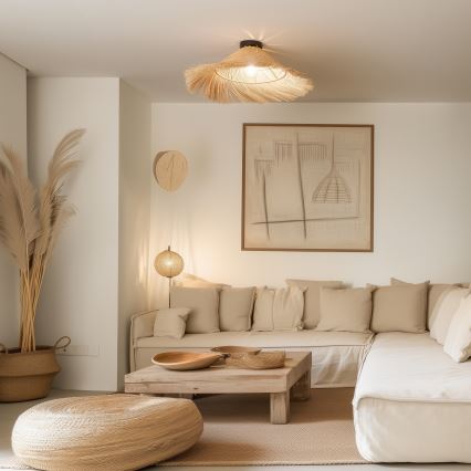 Brilagi - LED virsmas griestu lustra CERIA BOHO 1xE27/40W/230V Ø 70 cm ratāns