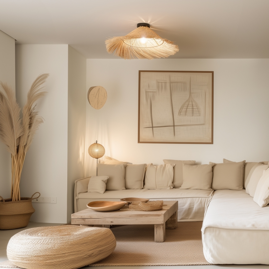 Brilagi - LED virsmas griestu lustra CERIA BOHO 1xE27/40W/230V Ø 70 cm ratāns