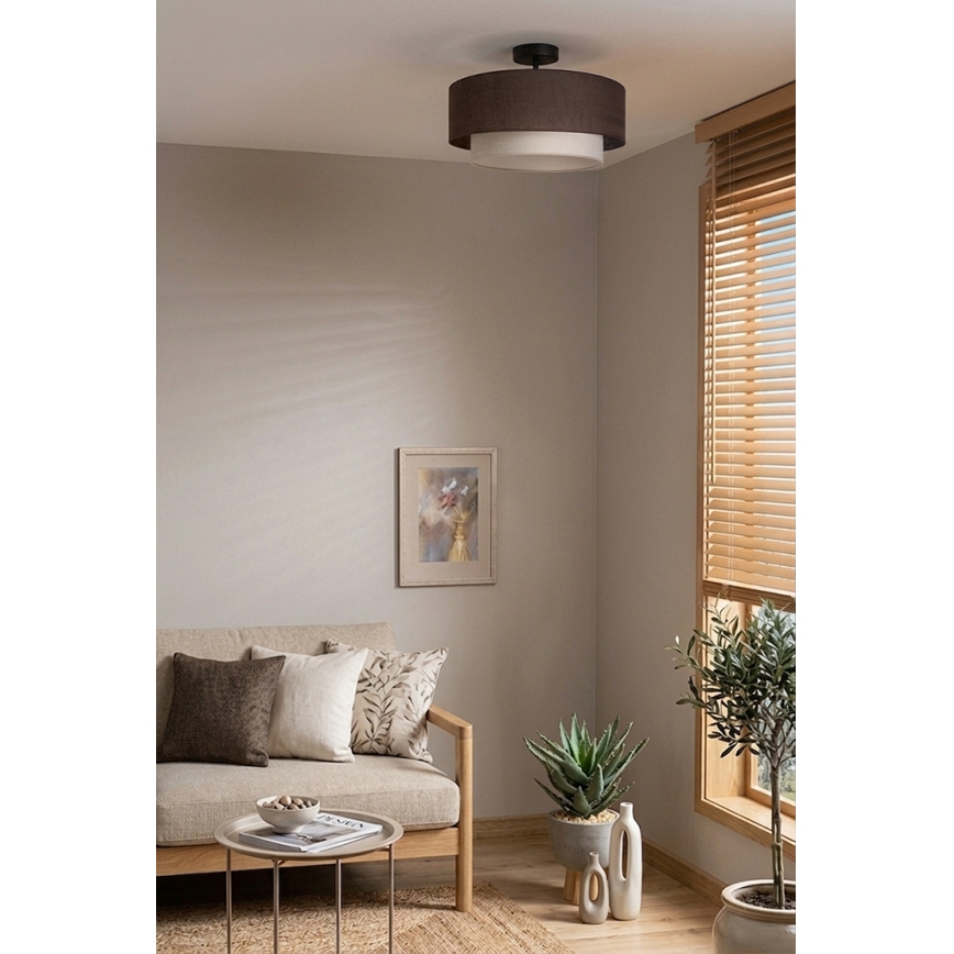 Brilagi - LED virsmas griestu lustrs BOHO ECO 1xE27/10W/230V Ø 40 cm brūna/krēmkrāsaina