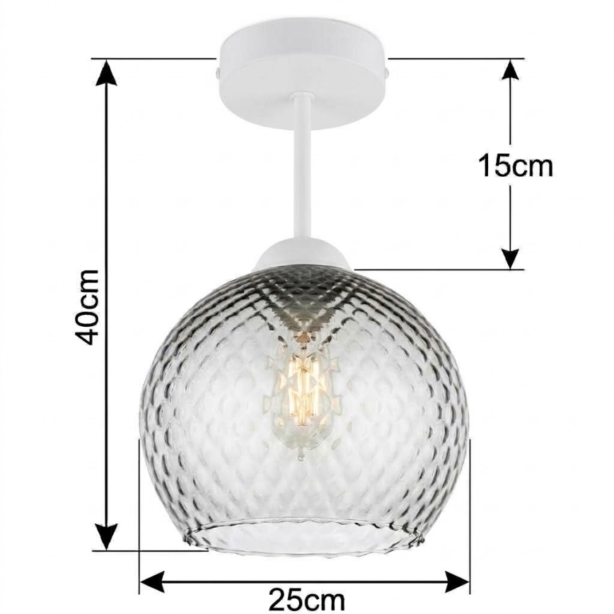 BRILAGI - LED Piestiprināma griestu lustra RETRO GLASS 1xE27/60W/230V Ø 25 cm balta/dūmota pelēka