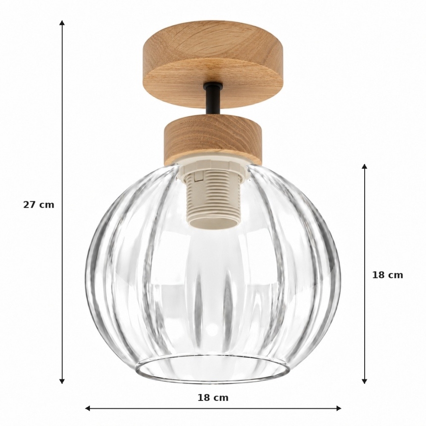 BRILAGI - LED virsmas griestu lustrs RETRO GLASS 1xE27/60W/230V pr. 18 cm ozols/caurspīdīgs