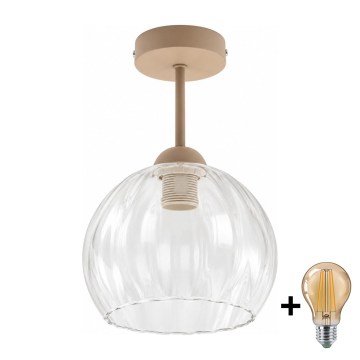 BRILAGI - LED virsmas griestu lustrs RETRO GLASS 1xE27/60W/230V Ø 25 cm bēšs/caurspīdīgs