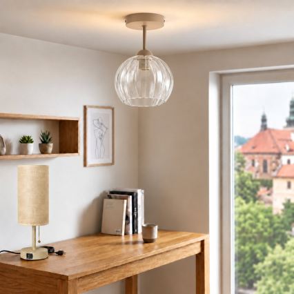 BRILAGI - LED virsmas griestu lustrs RETRO GLASS 1xE27/60W/230V Ø 25 cm bēšs/caurspīdīgs