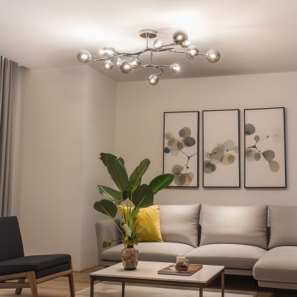 Brilagi - LED virsmas lustra MISTEL 15xG9/3W/230V melns hroms/dūmainais